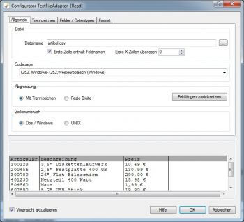 CSV Import Textdatei auswählen