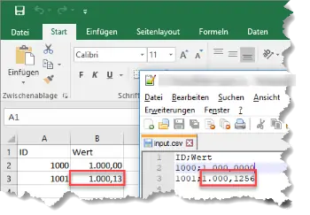 Excel Beispiel - fehlerhafte Formatierung