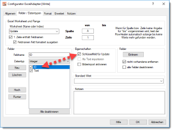 Excel CSV Update - Schlüsselfelder definieren