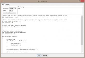 .NET Skript Einstellungen