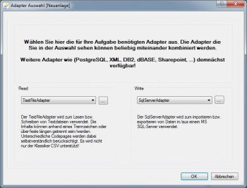 SQL Server Adapter Auswahl