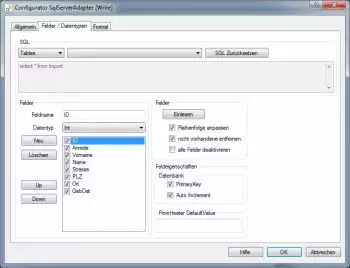 SQL Server, Felder und Datentypen