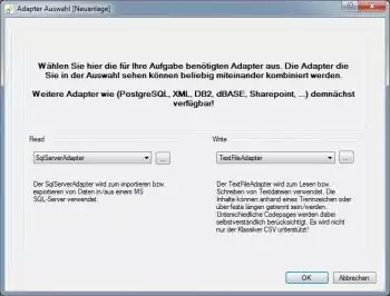 Export Adapter auswählen