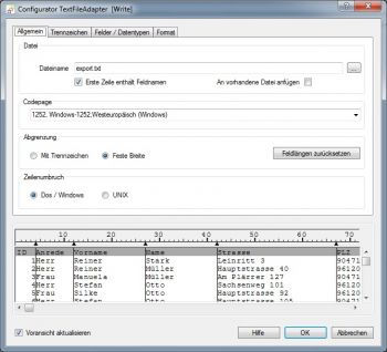 Flatfile Export Dateiname