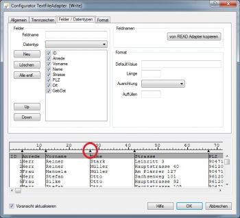 Flatfile Feldbreiten angeben