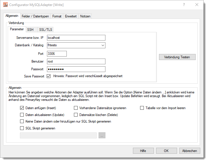 MySQL Adapter - Datenbank auswählen