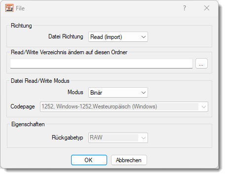 Heater File, Datei Import