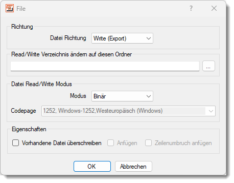 Heater File, Datei Export