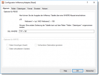 InMemory Adapter - Reiter Allgemein