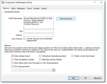 OleDB Adapter - Datenquelle konfigurieren