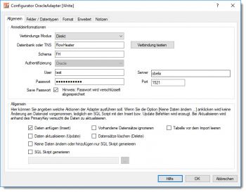 Oracle Adapter - Datenbank auswählen