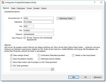 PostgreSQL Adapter - Datenbank Verbindung konfigurieren