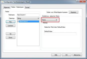 Testdaten Adapter, Felder und Datentypen