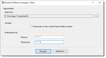 Runtime Import/Export Definition erzeugen