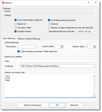 Heater Replace - CSV Lookup Beispiel