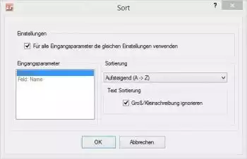 Sort Heater, Sortierreihenfolge festlegen