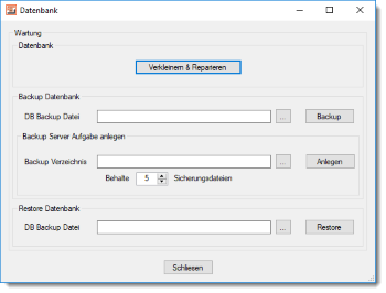 FlowHeater Server - Datenbank Wartung