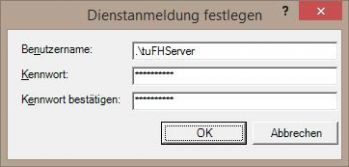 Anmeldung für Server Dienst festlegen