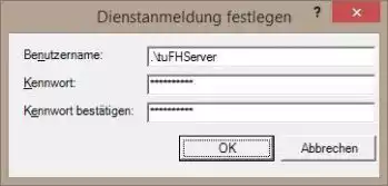 Anmeldung für Server Dienst festlegen