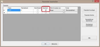 Dynamisches Speichern von Parametern