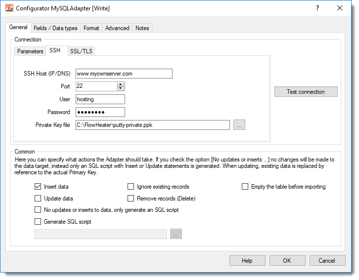 MySQL Adapter - SSH configuration