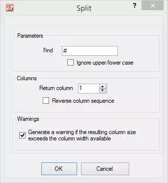 Split Heater, configuration dialog