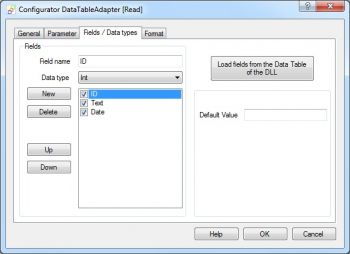 Adapter .NET DataTable, fields and data types