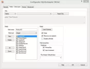 MySQL Adapter, fields and data types