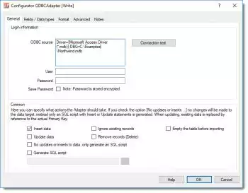 ODBC Adapter - database properties