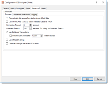ODBC Adapter - extented properties
