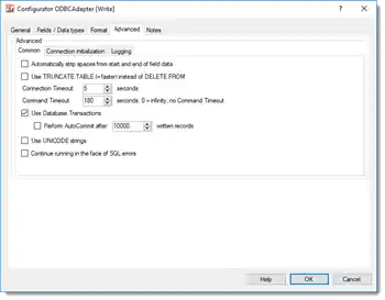 ODBC Adapter - extented properties