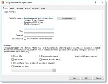 OleDB Adapter - database properties