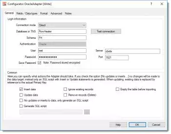 Oracle Adapter - database connection properties