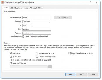 Adapter PostgreSQL - database properties
