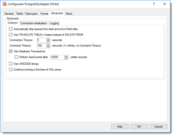 Adapter PostgreSQL - extented properties