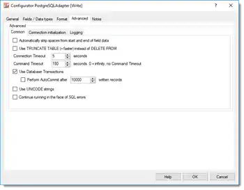 Adapter PostgreSQL - extented properties