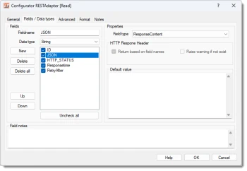 Adapter REST -  Fields / data types