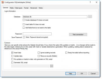 SQLite Adapter - configure database properties