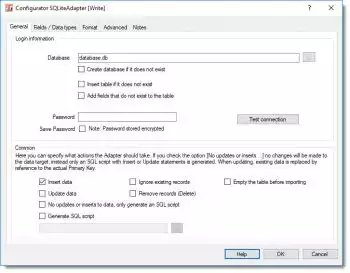 SQLite Adapter - configure database properties