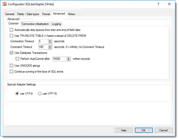 SQLite Adapter - extented properties