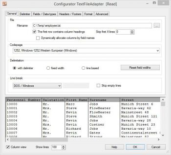 Choose a CSV text file