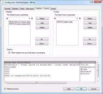 Processing CSV header and footer rows