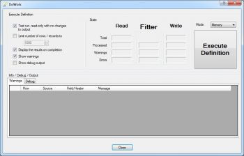 Executes and tests Definition sets
