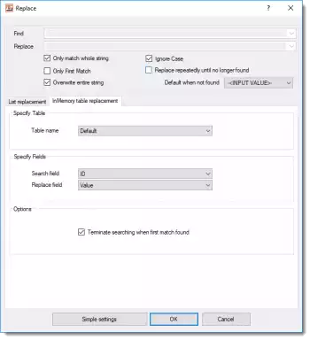 Heater String Replace - InMemory table processing