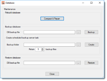 FlowHeater Server - Database maintenance
