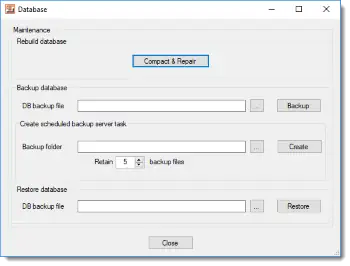 FlowHeater Server - Database maintenance