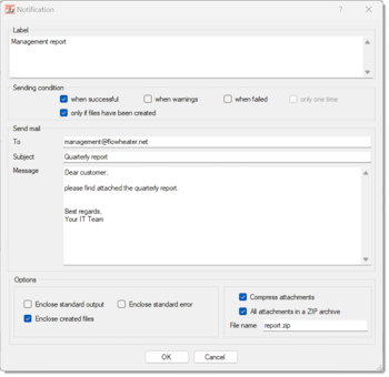 Defining / modifying a notification