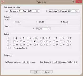 Scheduled trigger settings