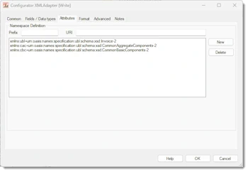 XML namespace declarations