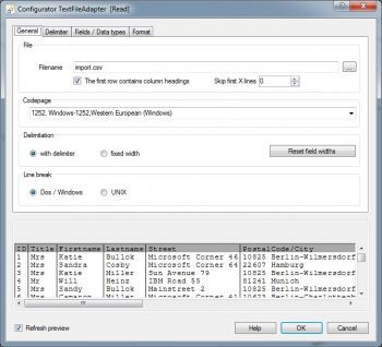 choose CSV text file to import